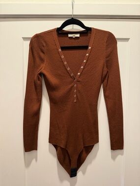 Sezane Hannah Bodysuit Chestnut Brown - Size L
